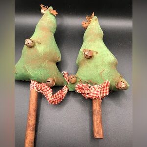 Handmade Primitive Farmhouse Christmas Trees W Cinnamon Stick Trunks